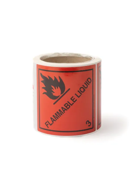 Class 3 Flammable Liquid - Roll of 250 warning diamond labels