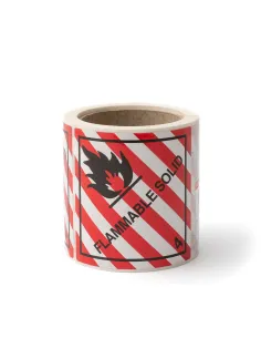 Class 4.1 Flammable Solid - Roll of 250 warning diamond labels