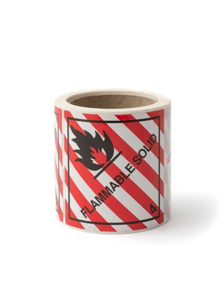 Class 4.1 Flammable Solid - Roll of 250 warning diamond labels Class 4.1 Flammable Solid - Roll of 250 warning diamond labels