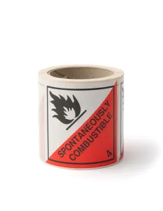 Class 4.2 Spontaneously Combustible - Roll of 250 warning diamond labels