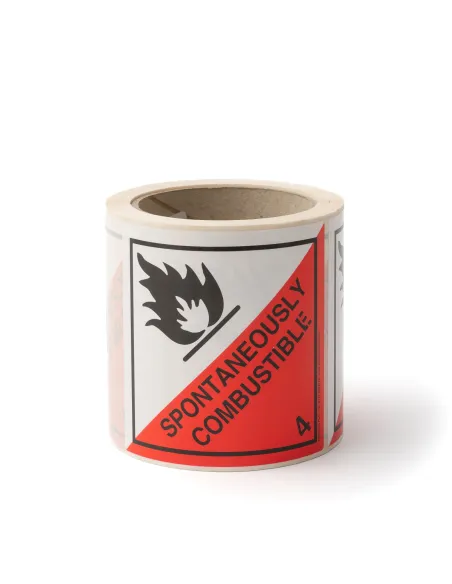 Class 4.2 Spontaneously Combustible - Roll of 250 warning diamond labels Class 4.2 Spontaneously Combustible - Roll of 250 warning diamond labels