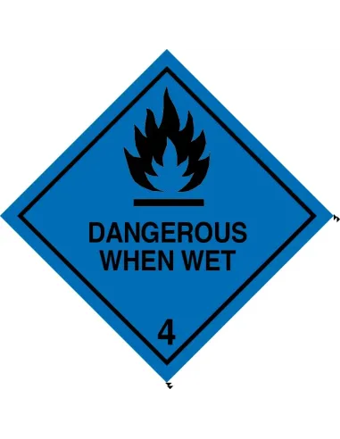 Class 4.3 Dangerous when wet - Roll of 250 warning diamond labels