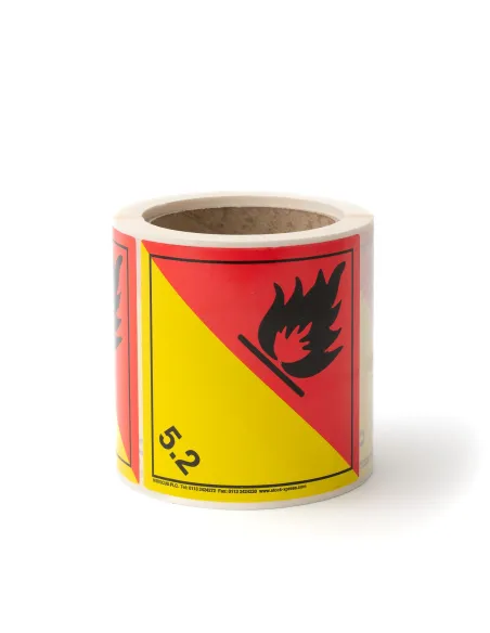 Class 5.2 Organic Peroxide - Roll of 250 warning diamond labels Class 5.2 Organic Peroxide - Roll of 250 warning diamond labels
