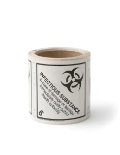 Class 6.2 Infectious Substance - Roll of 250 warning diamond labels
