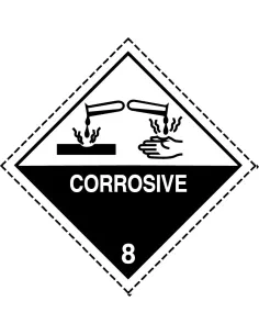 Class 8 Corrosive - Roll of 250 warning diamond labels 2