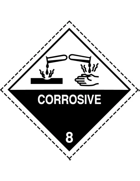 Class 8 Corrosive - Roll of 250 warning diamond labels